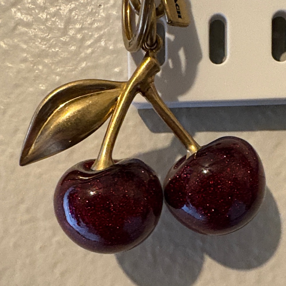 Authentic Coach Gold and Deep Red Cherry Keychain - Picture 5 of 7